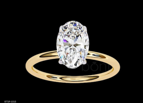 Oval-Cut D Color VVS Moissanite Solitaire Ring in Gold or Sterling Silver