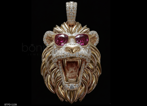 Iced Lion Head Hip-Hop Pendant – D Color VVS Moissanite