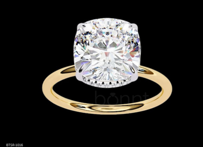 Classic Cushion-Cut D-Color VVS Moissanite Solitaire Ring in Gold or Sterling Silver