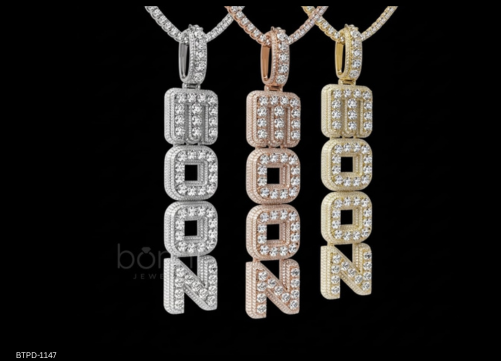 Moon Letter Hip-Hop Pendant in EF Lab-Grown Diamonds