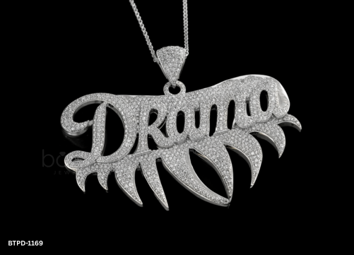 “Drama” Iced Hip-Hop Name Pendant in D-Color Moissanite | VVS Clarity | Ultra-Brilliant Luxury Necklace