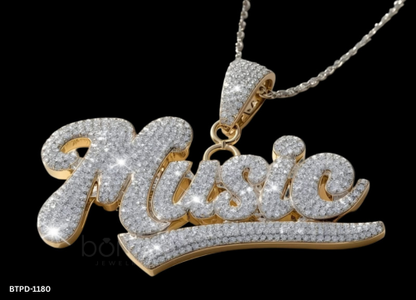 Luxury "Music" Pendant in Lab Grown Diamonds | MUSIC Letter Pendant