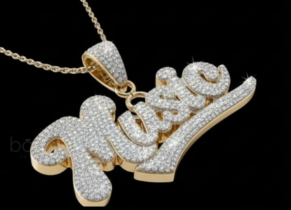 Luxury "Music" Pendant in Lab Grown Diamonds | MUSIC Letter Pendant