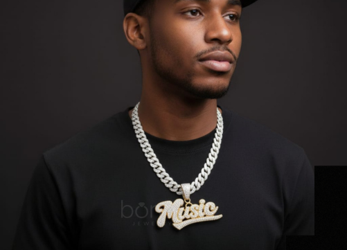 Luxury "Music" Pendant in Lab Grown Diamonds | MUSIC Letter Pendant