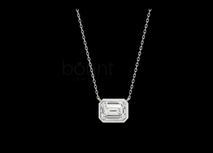 Refined Promise Emerald-Cut Lab Grown Diamond Pendant in Modern Metal Bezel Setting for Refined Timeless Sophisticated Style
