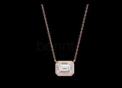 Refined Promise Emerald-Cut Lab Grown Diamond Pendant in Modern Metal Bezel Setting for Refined Timeless Sophisticated Style