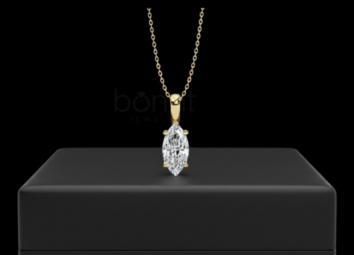 Aurelia Marquise Solitaire Pendant in D-Color Moissanite | VVS Clarity