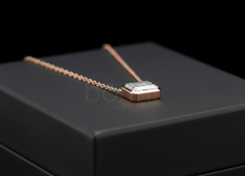 Refined Promise Emerald-Cut Lab Grown Diamond Pendant in Modern Metal Bezel Setting for Refined Timeless Sophisticated Style