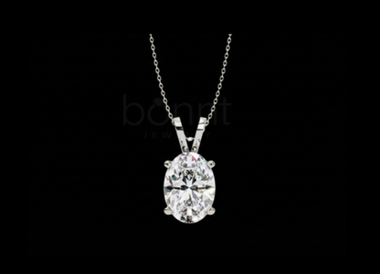 Classic Oval Solitaire Pendant in D-Color Moissanite | VVS Clarity