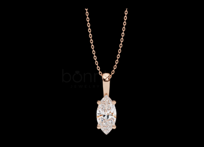 Aurelia Marquise Solitaire Pendant in D-Color Moissanite | VVS Clarity