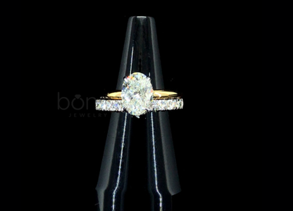 Oval Bridal Set Lab-Grown Diamond Solitaire Ring | EF Color • VVS–VS Clarity • Ideal Cut