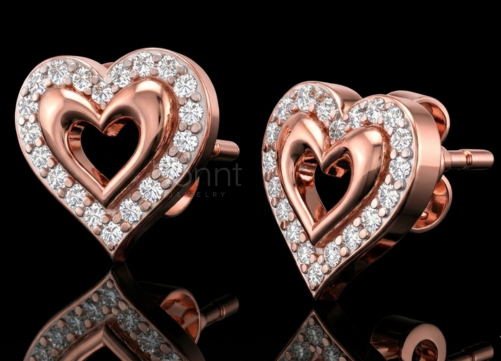 Double Heart Lab-Grown Diamond Stud Earrings in Gold or Silver | Valentine’s Fine Jewelry