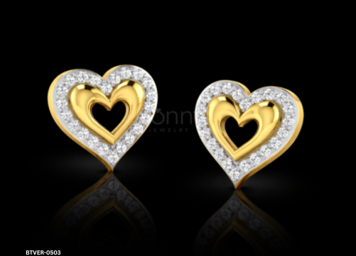 Double Heart Lab-Grown Diamond Stud Earrings in Gold or Silver | Valentine’s Fine Jewelry