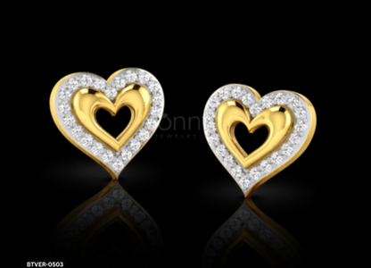Double Heart Lab-Grown Diamond Stud Earrings in Gold or Silver | Valentine’s Fine Jewelry