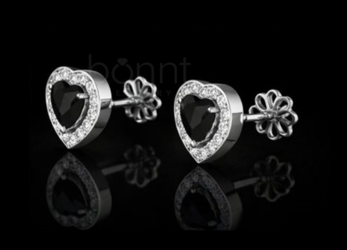 Black Heart Halo Lab-Grown Diamond Stud Earrings – EF Color VVS/VS | Valentine’s Luxury Gift