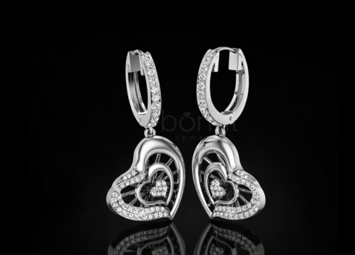 Heart Drop Lab-Grown Diamond Hoop Earrings – EF Color VVS/VS | Valentine’s Luxury Gift