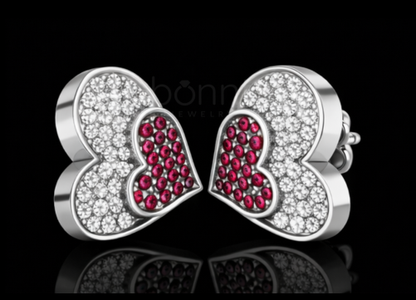 Double Heart Lab-Grown Diamond Stud Earrings – EF Color VVS/VS | Valentine’s Luxury Gift