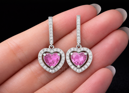 Heart Promise Drop Earrings with Lab-Grown Diamonds | EF Color • VVS/VS Clarity | Valentine’s Luxury Earrings