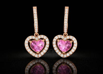Heart Promise Drop Earrings with Lab-Grown Diamonds | EF Color • VVS/VS Clarity | Valentine’s Luxury Earrings