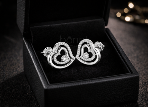 Heart Embrace Solitaire Lab-Grown Diamond Earrings | EF Color • VVS/VS Clarity | Sustainable Luxury