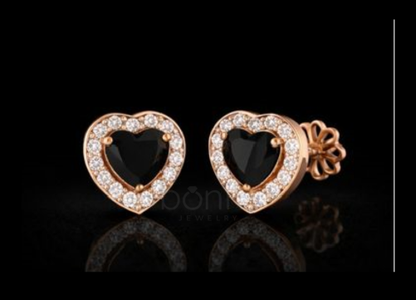 Black Heart Halo Lab-Grown Diamond Stud Earrings – EF Color VVS/VS | Valentine’s Luxury Gift
