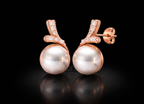 Romantic Pearl & Lab-Grown Diamond Drop Earrings in Two-Tone Gold | Valentine’s Fine Jewelry