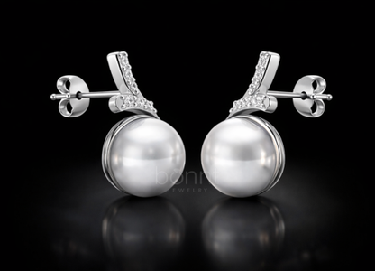 Romantic Pearl & Lab-Grown Diamond Drop Earrings in Two-Tone Gold | Valentine’s Fine Jewelry