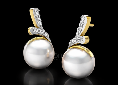 Romantic Pearl & Lab-Grown Diamond Drop Earrings in Two-Tone Gold | Valentine’s Fine Jewelry