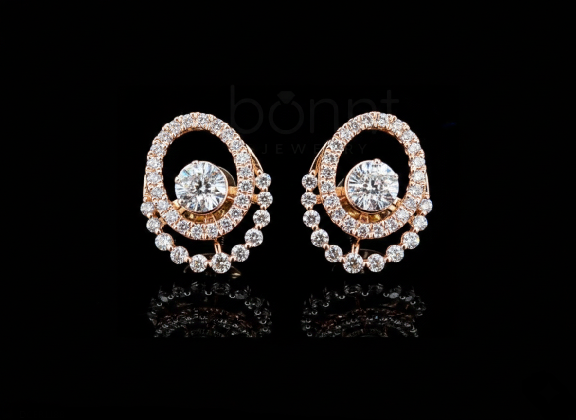 Eternal Oval Halo Moissanite Diamond Earrings – D Color VVS Clarity | Bonnt Fine Jewelry