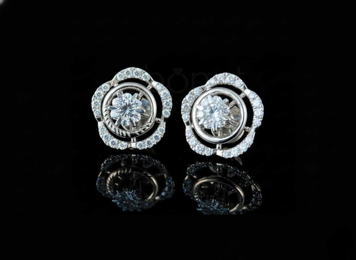 Floral Halo Lab-Grown Diamond Stud Earrings | EF Color • VVS/VS Clarity • Ideal Cut