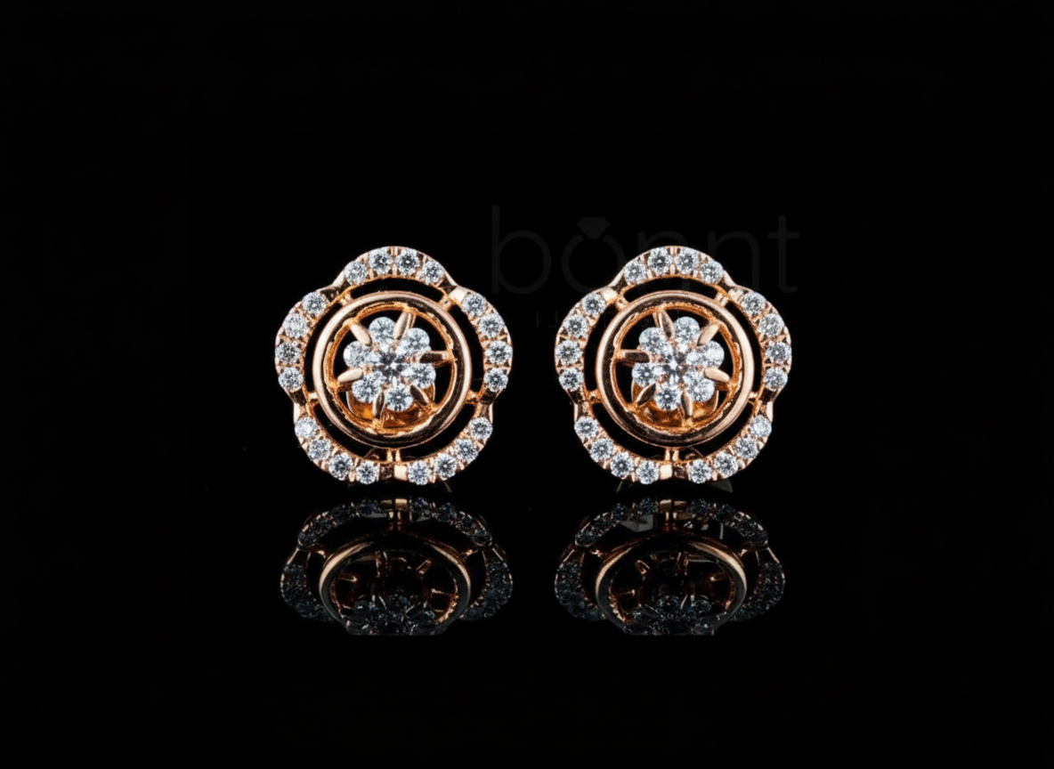 Floral Halo Lab-Grown Diamond Stud Earrings | EF Color • VVS/VS Clarity • Ideal Cut
