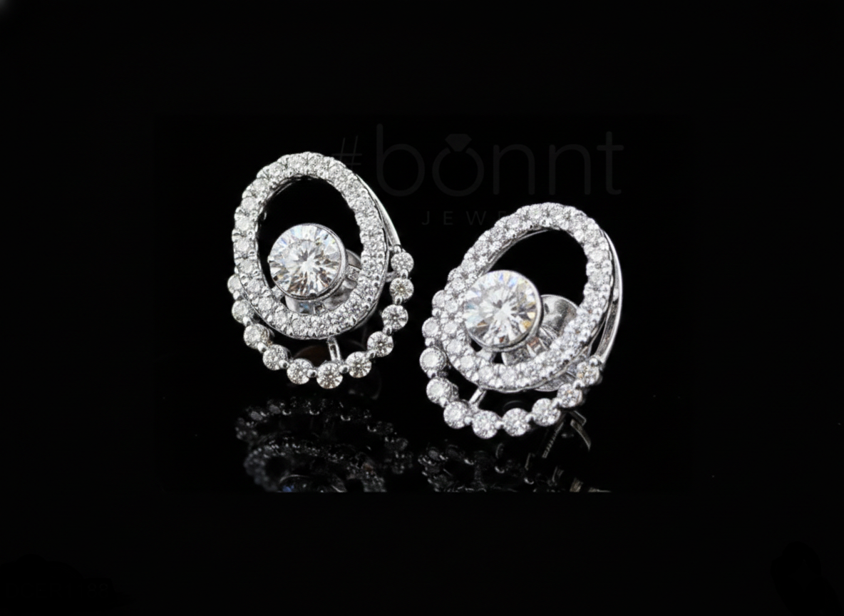 Eternal Oval Halo Moissanite Diamond Earrings – D Color VVS Clarity | Bonnt Fine Jewelry