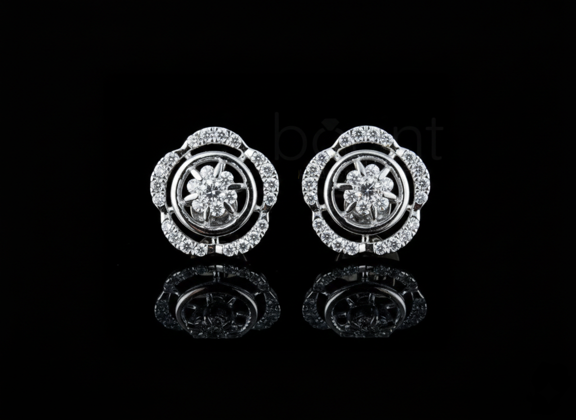 Floral Halo Lab-Grown Diamond Stud Earrings | EF Color • VVS/VS Clarity • Ideal Cut