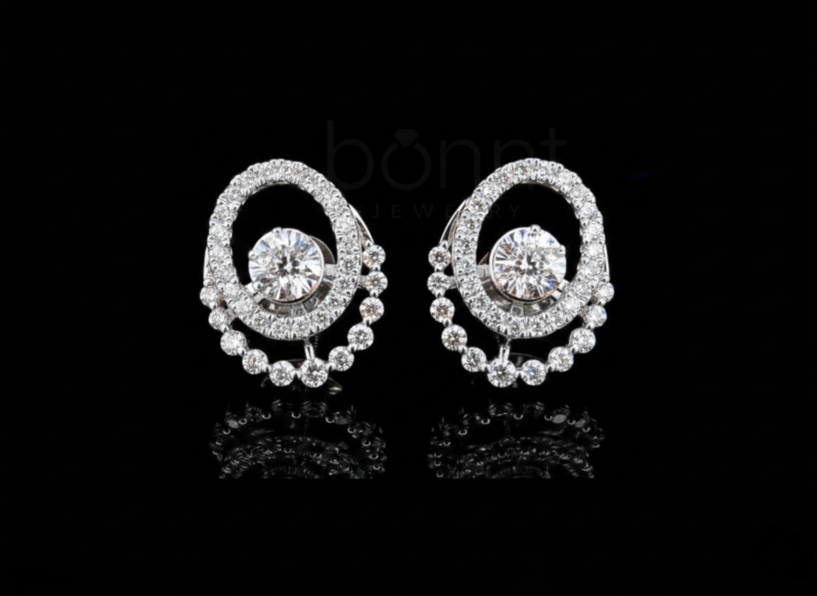 Eternal Oval Halo Moissanite Diamond Earrings – D Color VVS Clarity | Bonnt Fine Jewelry