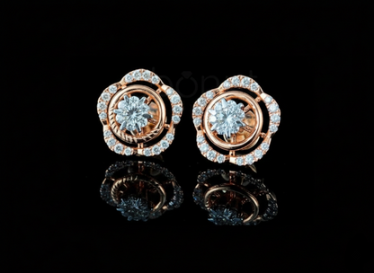 Floral Halo Lab-Grown Diamond Stud Earrings | EF Color • VVS/VS Clarity • Ideal Cut