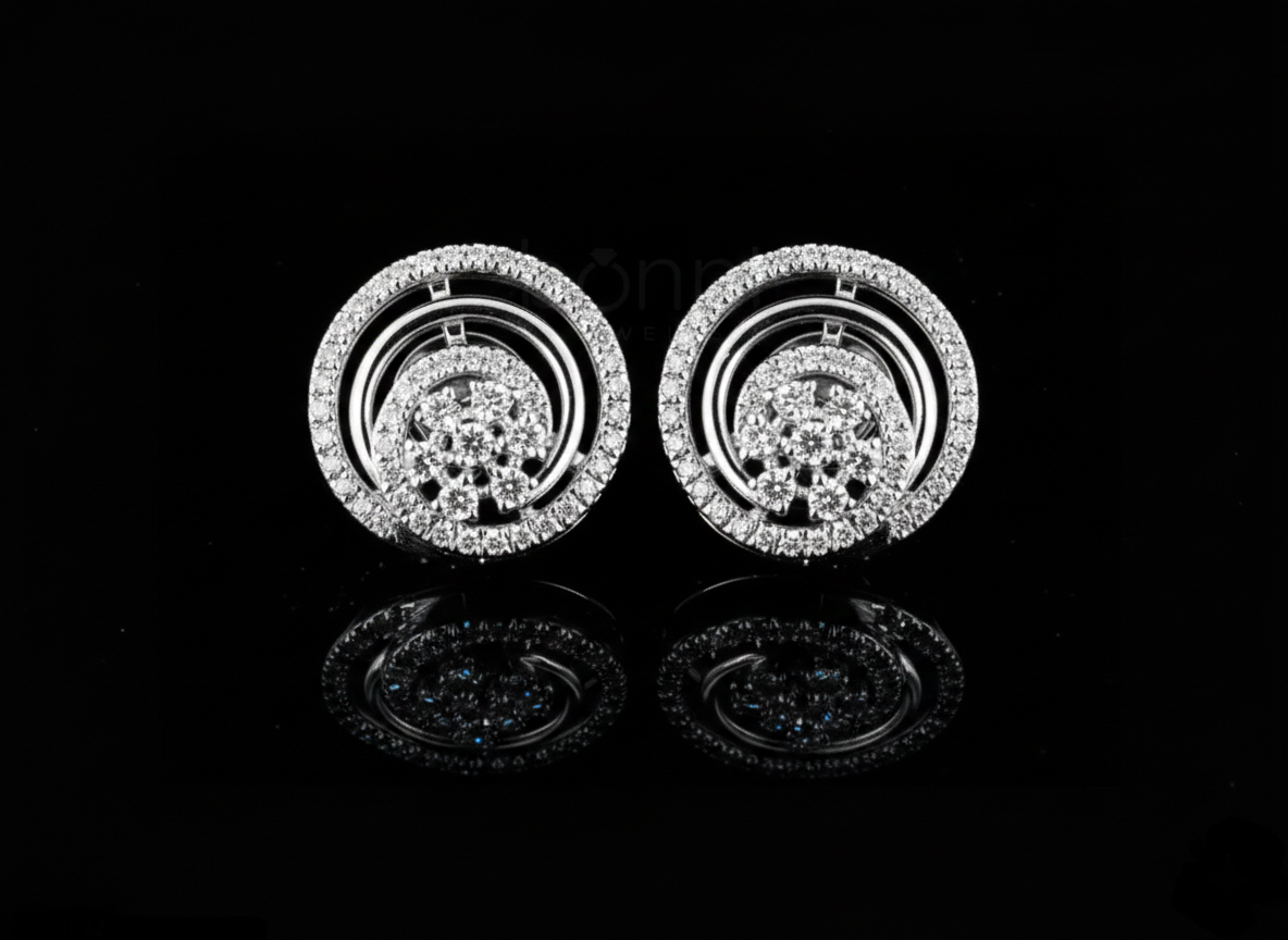 Eternal Orbit Moissanite Diamond Halo Stud Earrings | D Color • VVS Clarity • Ideal Cut