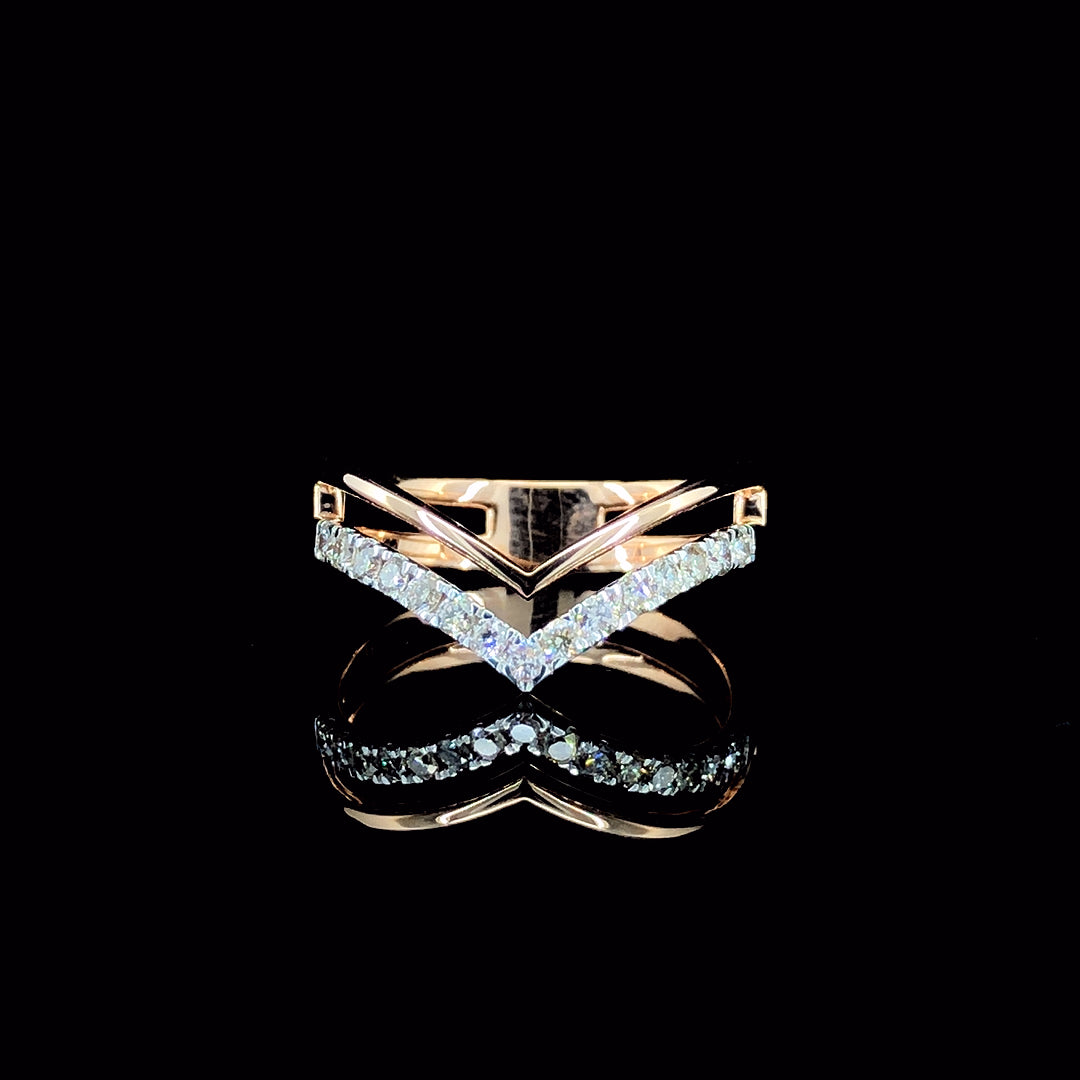 Chevron V-Shaped Moissanite Diamond Ring in D Color VVS | Modern Stackable Luxury Band