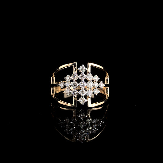 Geometric Cluster Moissanite Diamond Ring in D Color VVS | Luxury Statement Ring