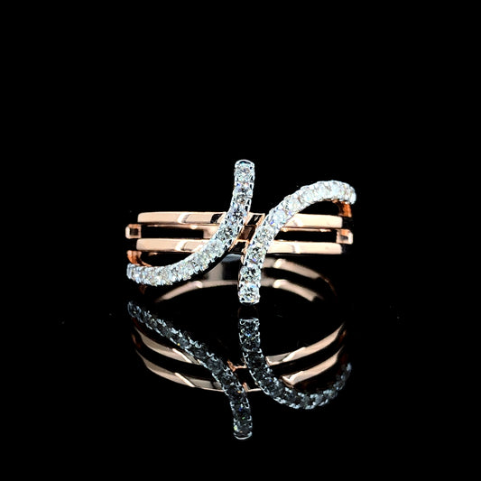 Modern Wave Moissanite Diamond Ring in D Color VVS | Elegant Crossover Luxury Band