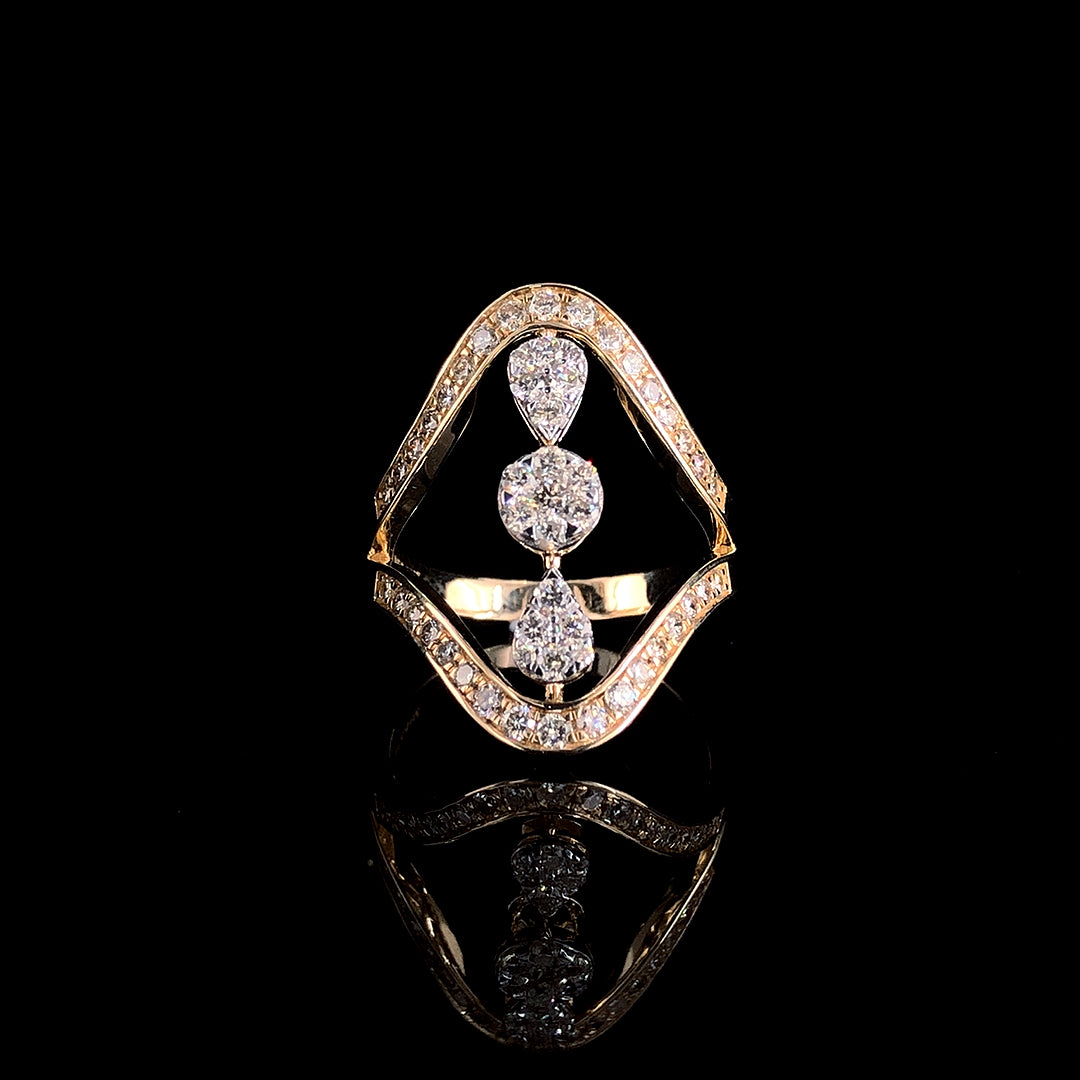 Modern Drop-Design Moissanite Diamond Ring in D Color VVS | Elegant Luxury Ring