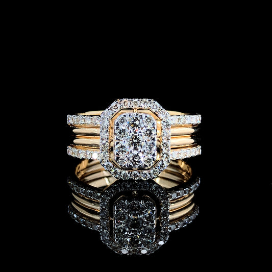 Cushion Halo Moissanite Diamond Ring with Double Band | D Color VVS Luxury Bridal Ring