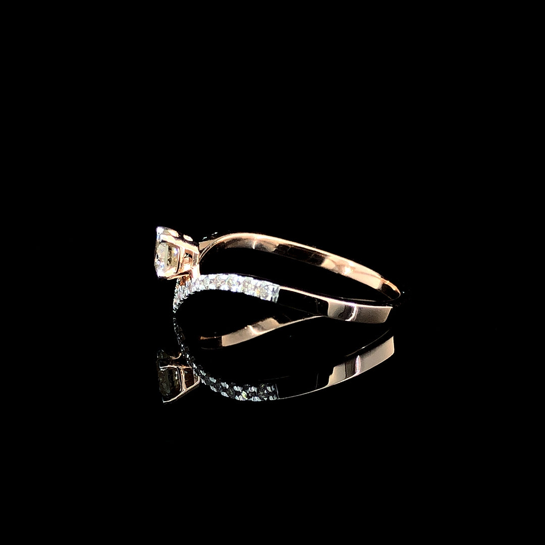 Chevron Solitaire Ring with D Color Moissanite – VVS Clarity, Ideal Cut | Modern Luxury Ring