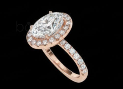 Oval Halo Solitaire Ring in Lab Grown Diamond (EF–VVS/VS) | Elegant Luxury Engagement Ring