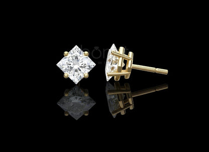 Classic Princess Cut Solitaire Diamond Stud Earrings – Lab Grown EF VVS/VS