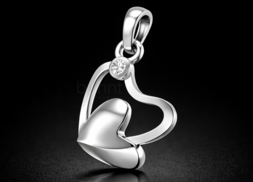 Whisper of Love Moissanite Heart Pendant in Two-Tone