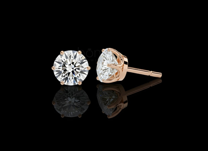 Minimalist Luxury Round Brilliant Solitaire Diamond Stud Earrings – Lab Grown EF VVS/VS