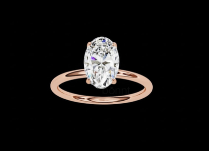 Oval-Cut D Color VVS Moissanite Solitaire Ring in Gold or Sterling Silver
