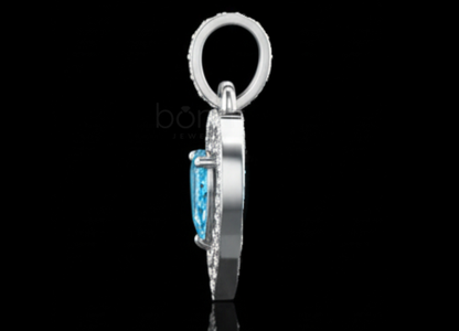 The "Seraphina" Triple-Halo Aquamarine & Lab-Grown Pendant