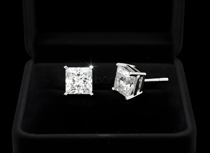 Princess Cut Solitaire Diamond Stud Earrings – Lab Grown EF VVS/VS | Bonnt