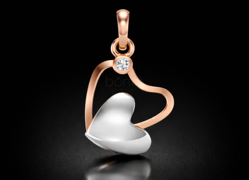 Whisper of Love Moissanite Heart Pendant in Two-Tone